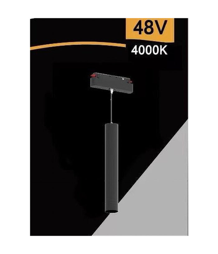 Faretto Led A Cilindro 8w Nero Per Binario Magnetico 48v Luce 3000k 4000k Cob-40         