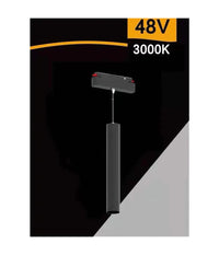 Faretto Led A Cilindro 8w Nero Per Binario Magnetico 48v Luce 3000k 4000k Cob-40         