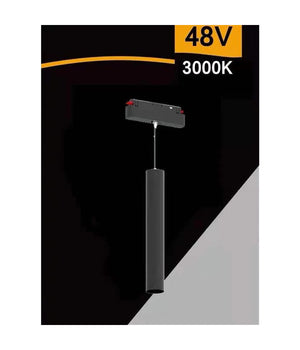 Faretto Led A Cilindro 8w Nero Per Binario Magnetico 48v Luce 3000k 4000k Cob-40  -bianco Caldo      -