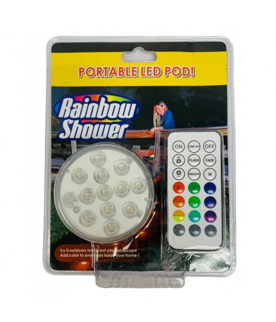 Faretto Led Ad Immersione Per Piscine 13led Rgb Multicolore Con Telecomando Ip68         