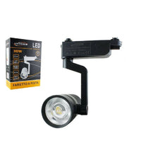 Faretto Led Binario Nero Lampada Pista 30watt Luce Naturale Calda Fredda F-30w8h  -bianco Caldo      -