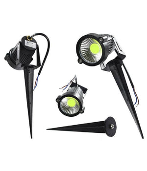 Faretto Led Cob 5 W Picchetto Esterno Giardino Es06 Luce 4000k 6500k 3000k Verde  -bianco Caldo      -