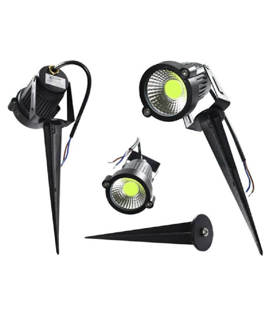 Faretto Led Cob 5 W Picchetto Esterno Giardino Es06 Luce 4000k 6500k 3000k Verde  -bianco Caldo      -