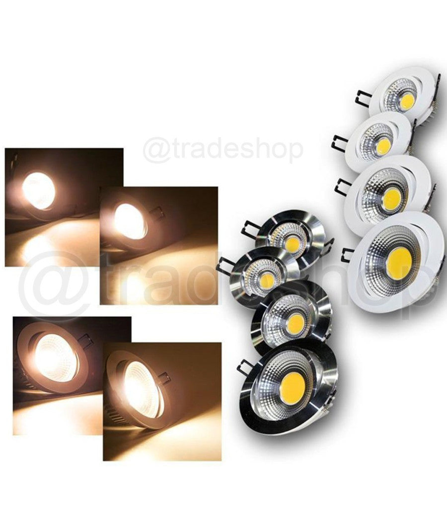 Faretto Led Cob Incasso Da 3w 5w 7w 12w 20w 30w Con Molle Alette Alta Potenza         
