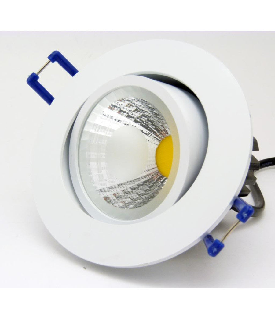 Faretto Led Cob Incasso Da 3w 5w 7w 12w 20w 30w Con Molle Alette Alta Potenza  Bianco-bianco Freddo-5 Watt      