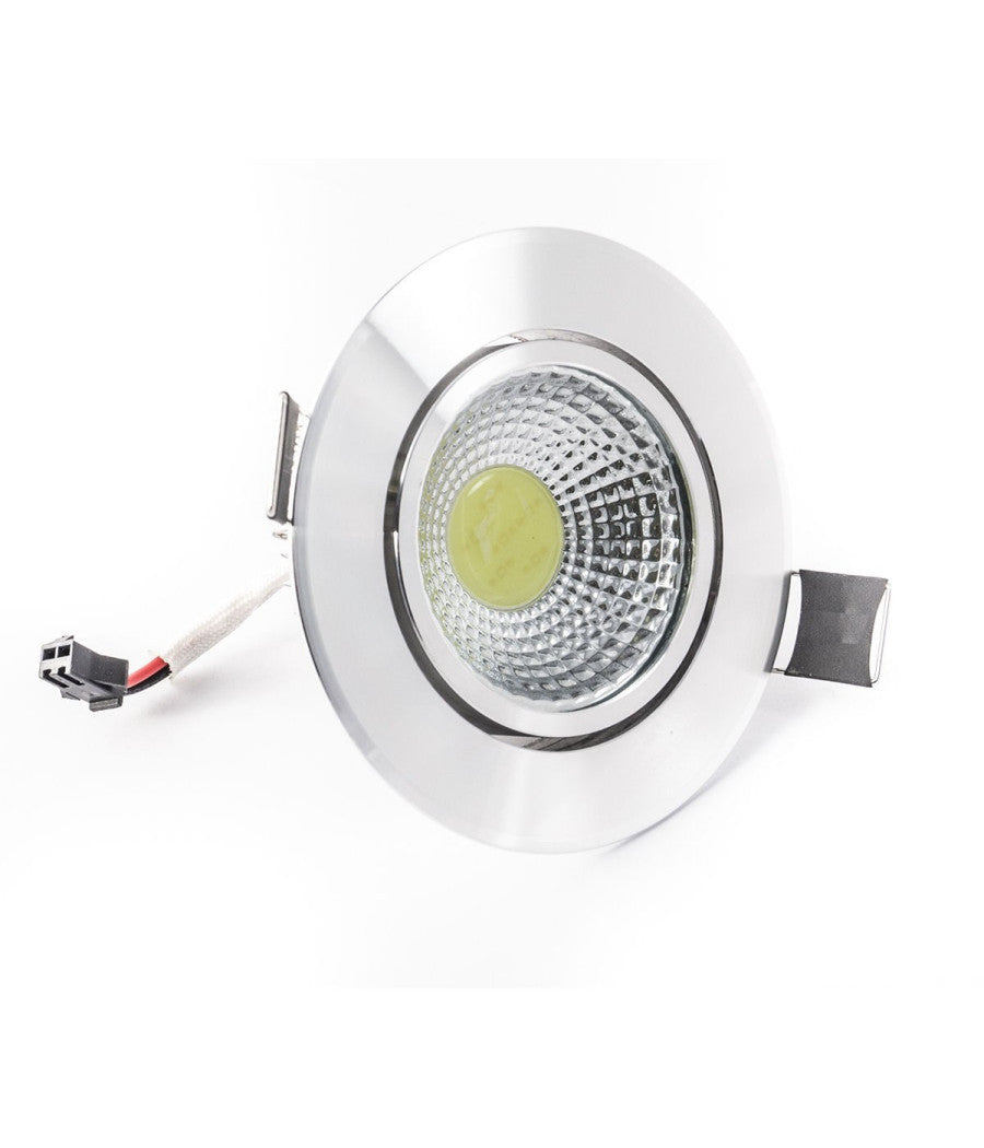Faretto Led Cob Incasso Da 3w 5w 7w 12w 20w 30w Con Molle Alette Alta Potenza  Silver-bianco Freddo-10 Watt      