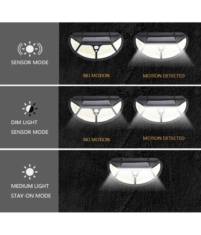 Faretto Led Da Esterno Con Pannello Solare Sensore Di Movimento Crepuscolare 6pz         