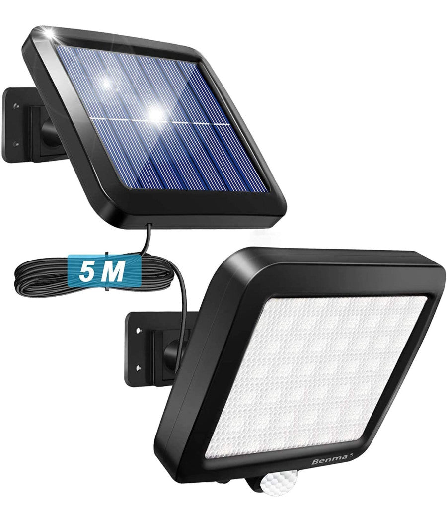 Faretto Led Da Esterno Con Pannello Solare Sensore Di Movimento Crepuscolare         