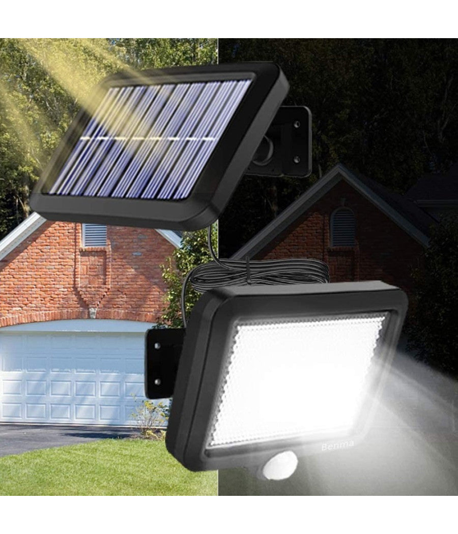Faretto Led Da Esterno Con Pannello Solare Sensore Di Movimento Crepuscolare         