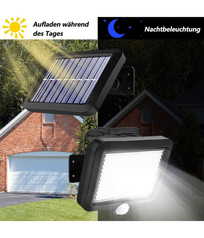 Faretto Led Da Esterno Con Pannello Solare Sensore Di Movimento Crepuscolare         