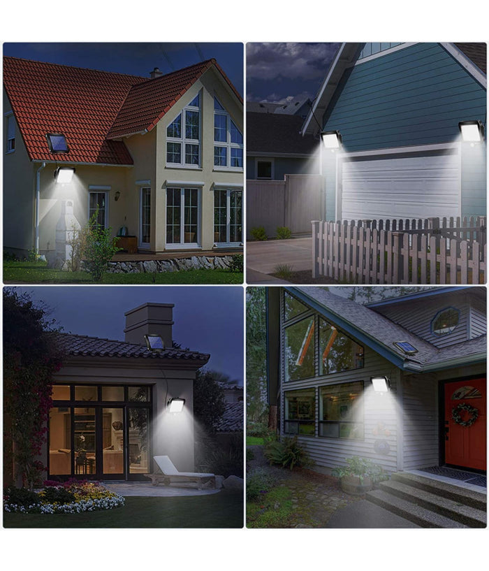 Faretto Led Da Esterno Con Pannello Solare Sensore Di Movimento Crepuscolare         