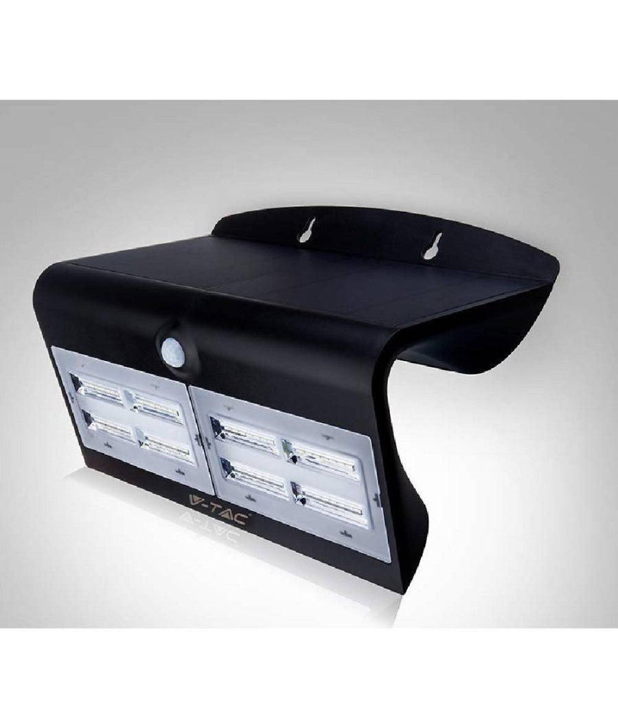 Faretto Led Da Esterno Con Pannello Solare Sensore Movimento Crepuscolare 7w         