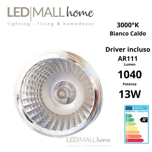 Faretto Led da Incasso Tondo 13w 3000k Luce Calda (D 111 mm)