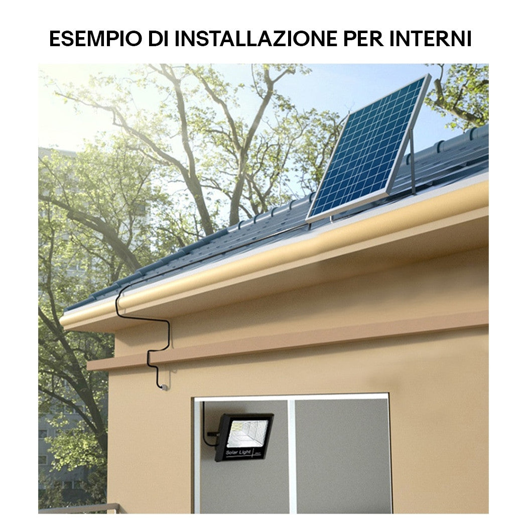 Trade Shop - Faretto Led Esterno Con Pannello Energia Solare 800 W Batteria 12 Ore Faro Ip67         