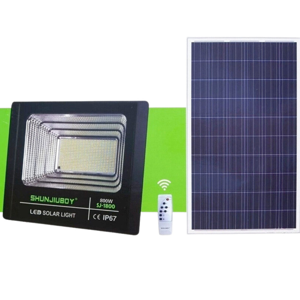Trade Shop - Faretto Led Esterno Con Pannello Energia Solare 800 W Batteria 12 Ore Faro Ip67         