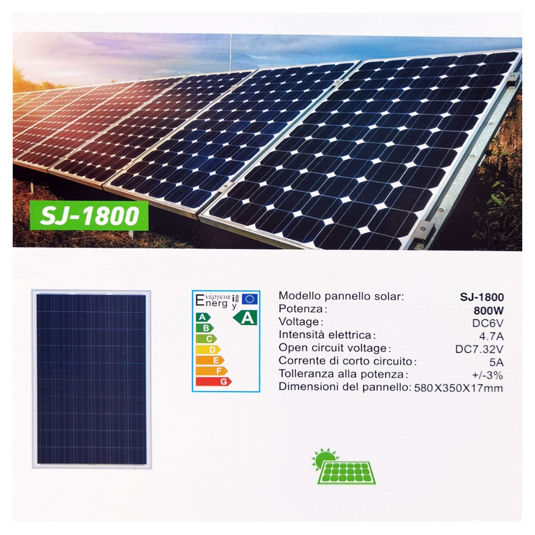 Trade Shop - Faretto Led Esterno Con Pannello Energia Solare 800 W Batteria 12 Ore Faro Ip67         