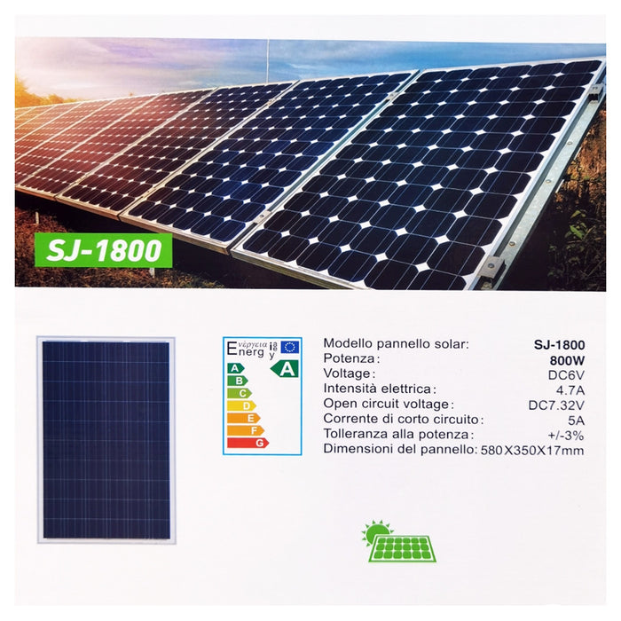 Trade Shop - Faretto Led Esterno Con Pannello Energia Solare 800 W Batteria 12 Ore Faro Ip67         