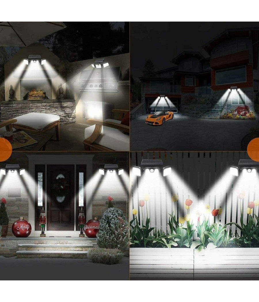 Faretto Led Esterno Con Pannello Solare E Sensore Di Movimento Crepuscolare Ip65         