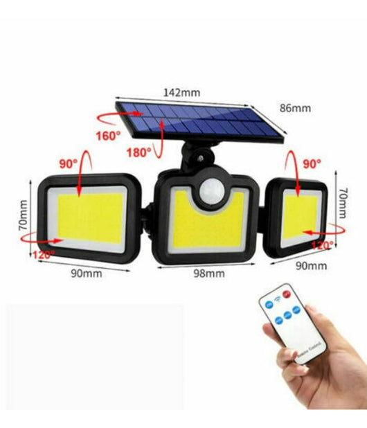Faretto Led Esterno Con Pannello Solare E Sensore Di Movimento Crepuscolare Ip65         