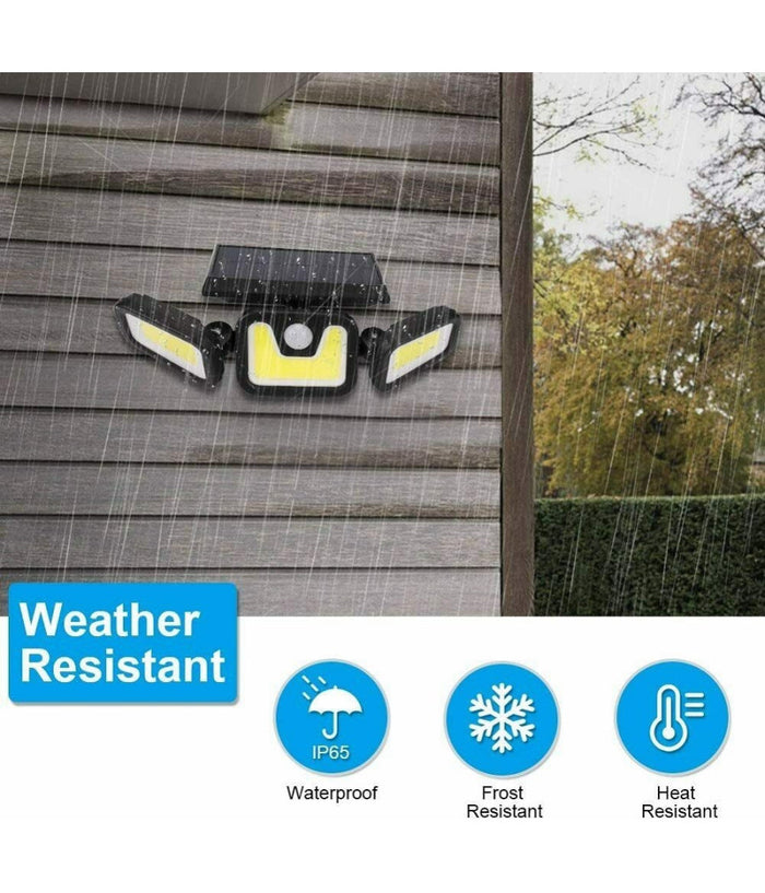 Faretto Led Esterno Con Pannello Solare E Sensore Di Movimento Crepuscolare Ip65         