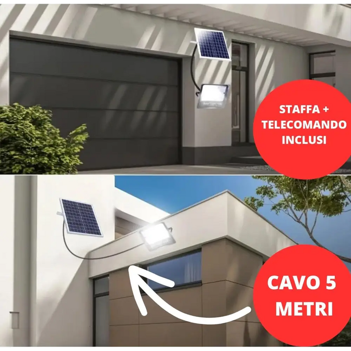 Faretto Led Esterno con Pannello Solare, Faro a Led da Giardino 1000w con Sensore Crepuscolare