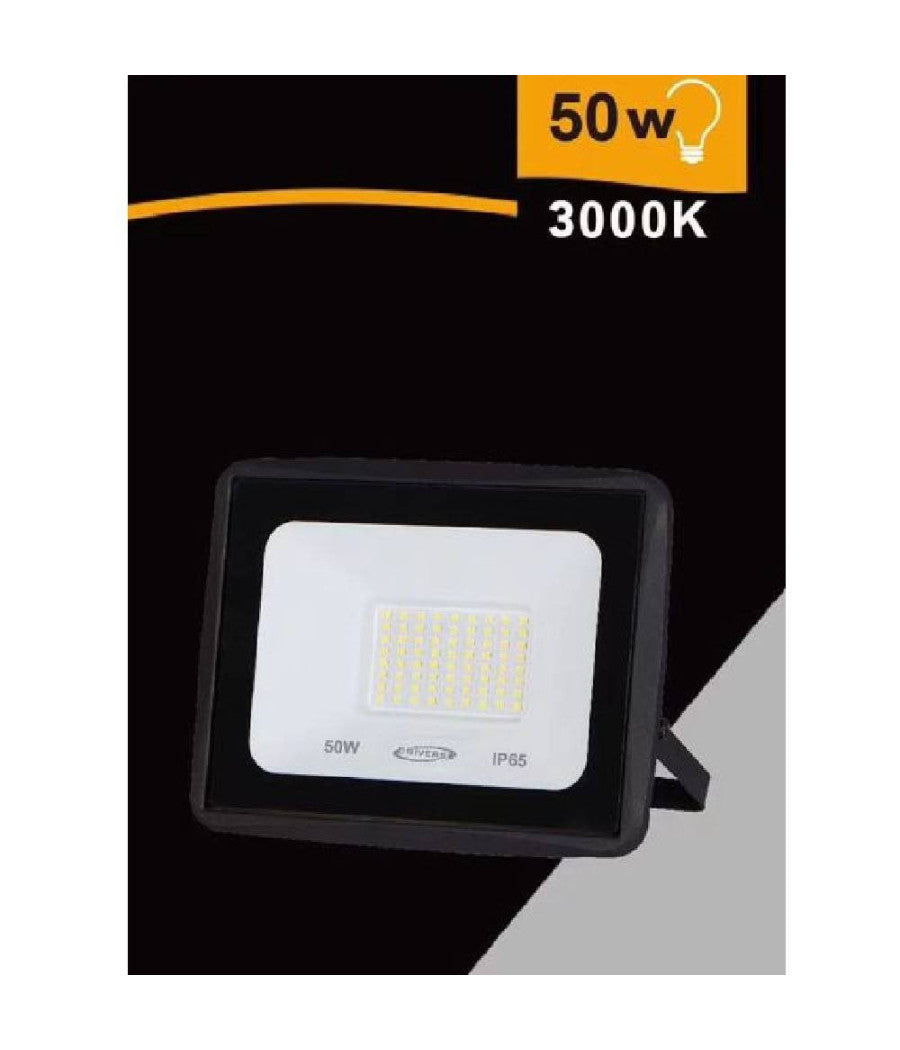 Faretto Led Faro 50 Watt 4500 Lm Ip65 Nero Luce Calda Fredda Naturale Ek02-50w-n  -bianco Caldo      -