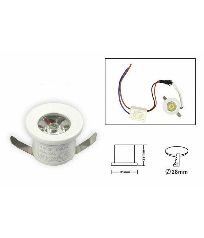 Faretto Led Incasso 1 W Bordo Bianco Mini Punto Luce 6500k 3000k 4000k Blu  -bianco Caldo      -