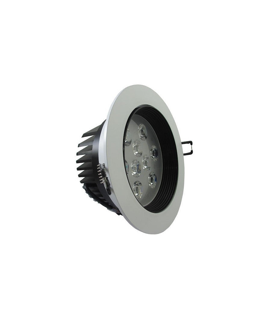 Faretto Led Incasso A Molla Con Alette 3 5 7 9 12 15 18 W Cornice Telaio Bianco  -bianco Caldo-7 Watt      