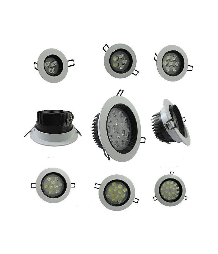 Faretto Led Incasso A Molla Con Alette 3 5 7 9 12 15 18 W Cornice Telaio Bianco         