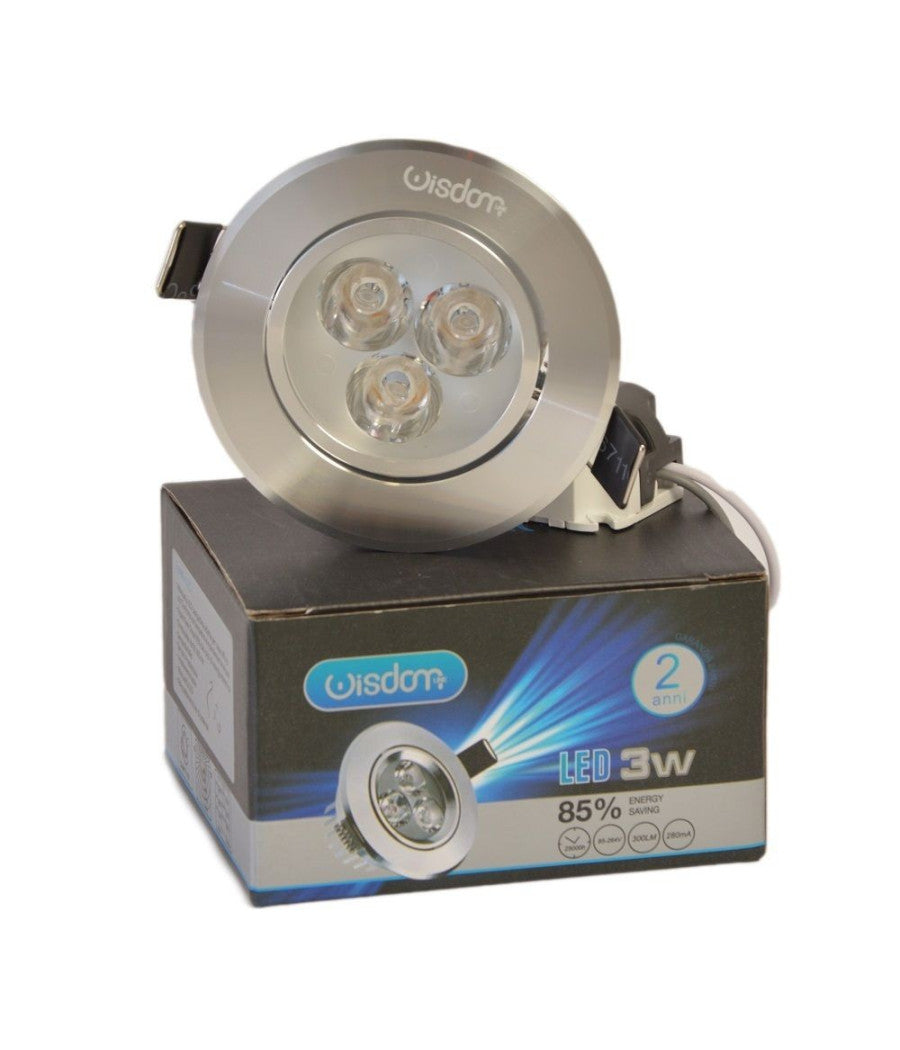 Faretto Led Orientabile Da Incasso Wisdom 3w Caldo E Freddo Con Alette Molle  -bianco Caldo      -