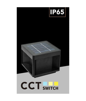 Faretto Led Pannello Solare Cubo Applique Parete Segnapasso Terra Cct Ip65 Qw-3c         