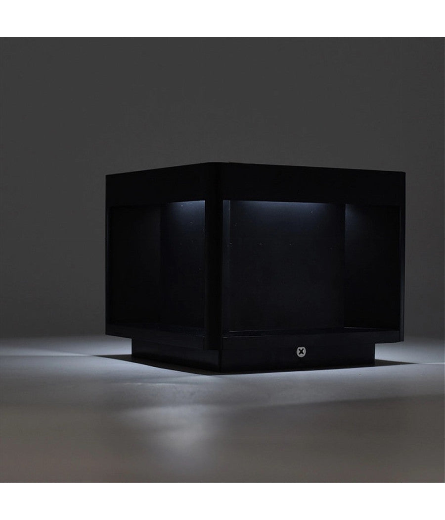 Faretto Led Pannello Solare Cubo Applique Parete Segnapasso Terra Cct Ip65 Qw-3c         