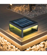 Faretto Led Pannello Solare Cubo Applique Parete Segnapasso Terra Cct Ip65 Qw-3c         