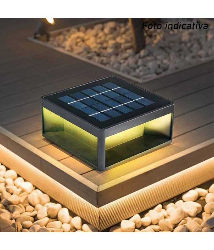 Faretto Led Pannello Solare Cubo Applique Parete Segnapasso Terra Cct Ip65 Qw-3c         