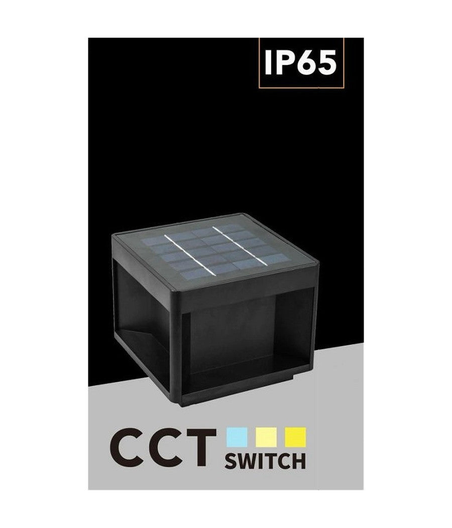 Faretto Led Pannello Solare Cubo Applique Parete Segnapasso Terra Cct Ip65 Qw-3c         