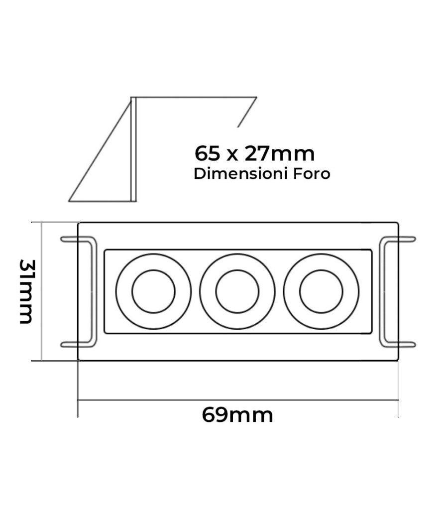 Faretto Led Rettangolare Da Incasso 6watt Luce 3000k 6000k 4000k Moderno Xtd-3-b         