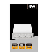 Faretto Led Rettangolare Da Incasso 6watt Luce 3000k 6000k 4000k Moderno Xtd-3-b         