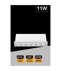 Faretto Led Rettangolare Da Incasso Bianco 11w Luce Calda Naturale Fredda Xtd-6-b  -bianco Freddo      -