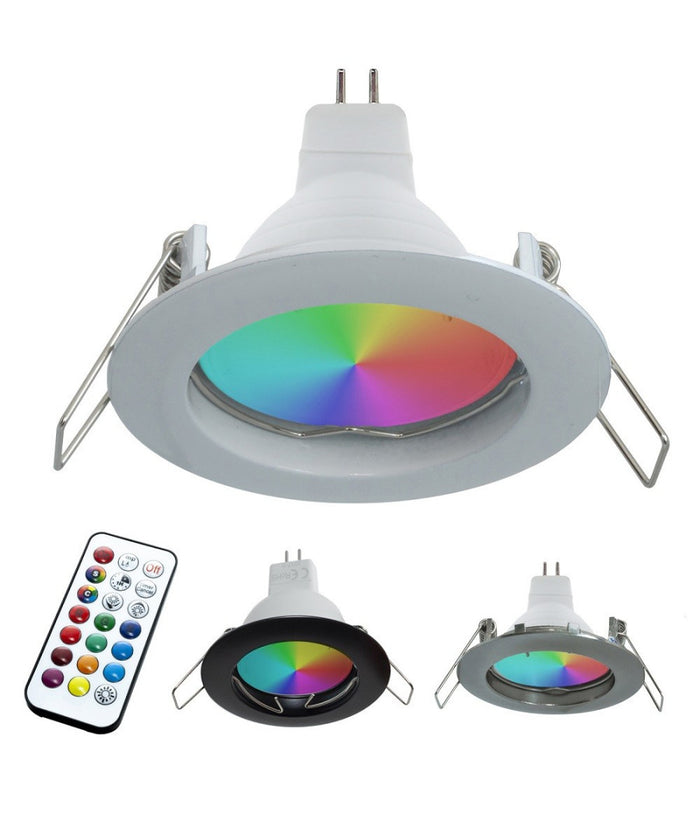 Faretto Led Rgb+3000k 6w 12v Incasso 6cm Tondo Rgbw Effetti Luce Colorata Barca         