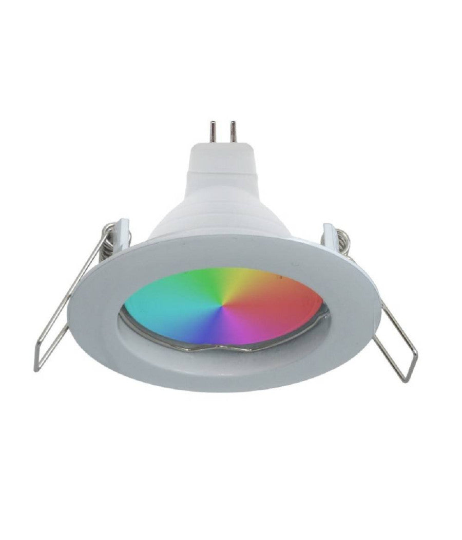 Faretto Led Rgb+6000k 6 W 12v Incasso 6cm Tondo Rgbw Effetti Luce Colorata Barca  Bianco       