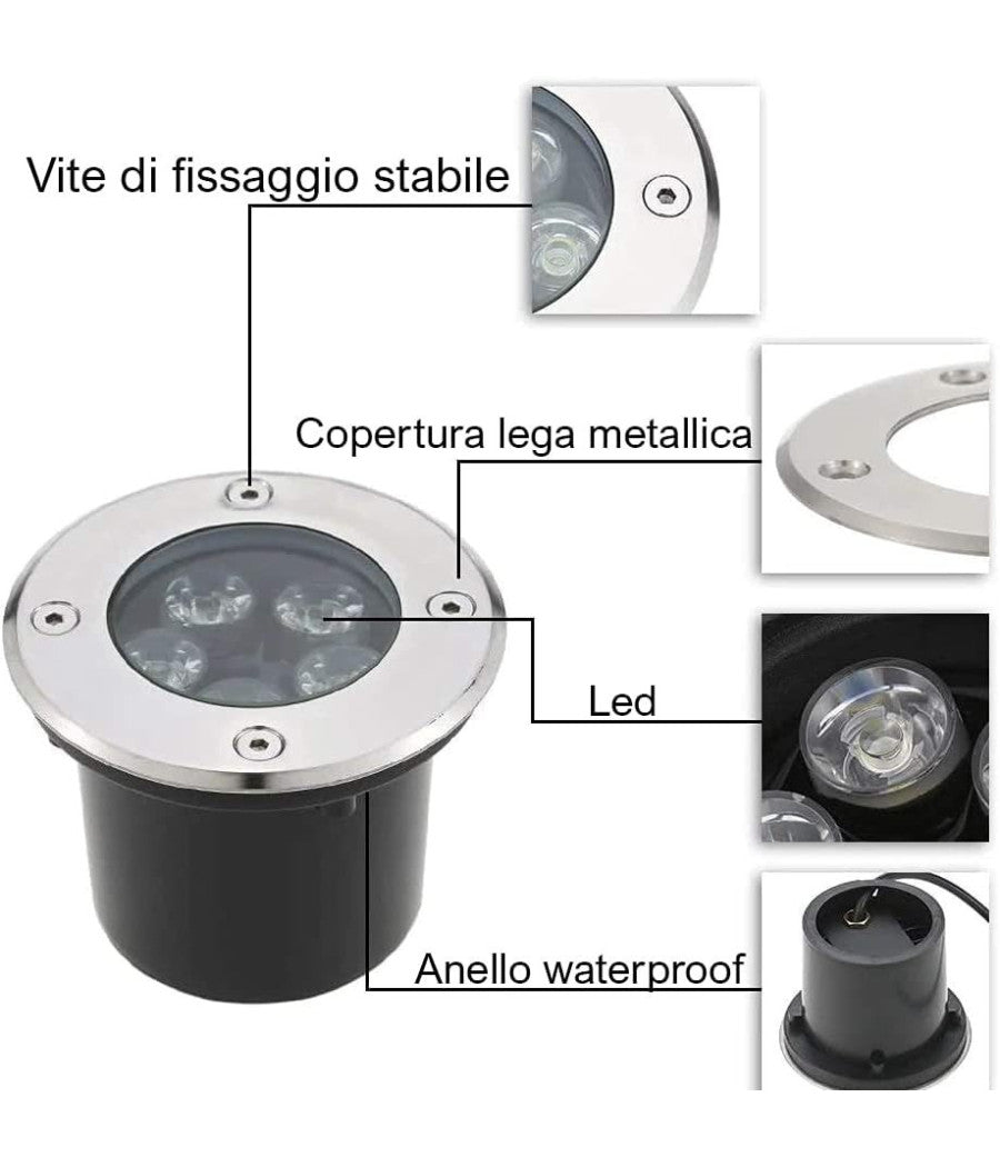 Faretto Led Segnapassi Watt Giardino Ip65 Calpestabile Per Esterno Impermeabile         