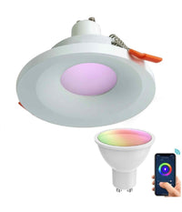 Faretto Led Smart Incasso 65mm Led 5w Gu10 Intelligente Wifi Rgb Cct Alexa Google  Bianco       