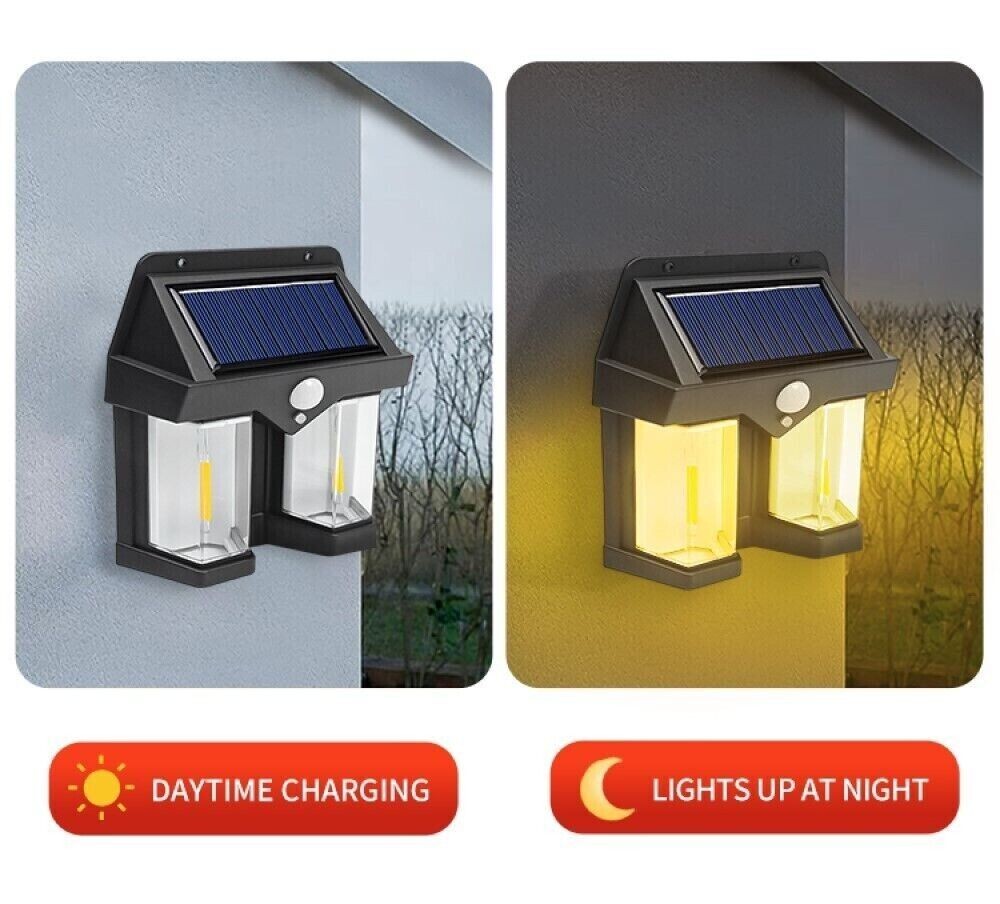 Faretto LED solare lampada applique 2W da esterno sensore movimento luce calda 1200LM CL-228 - ZENCOCCO