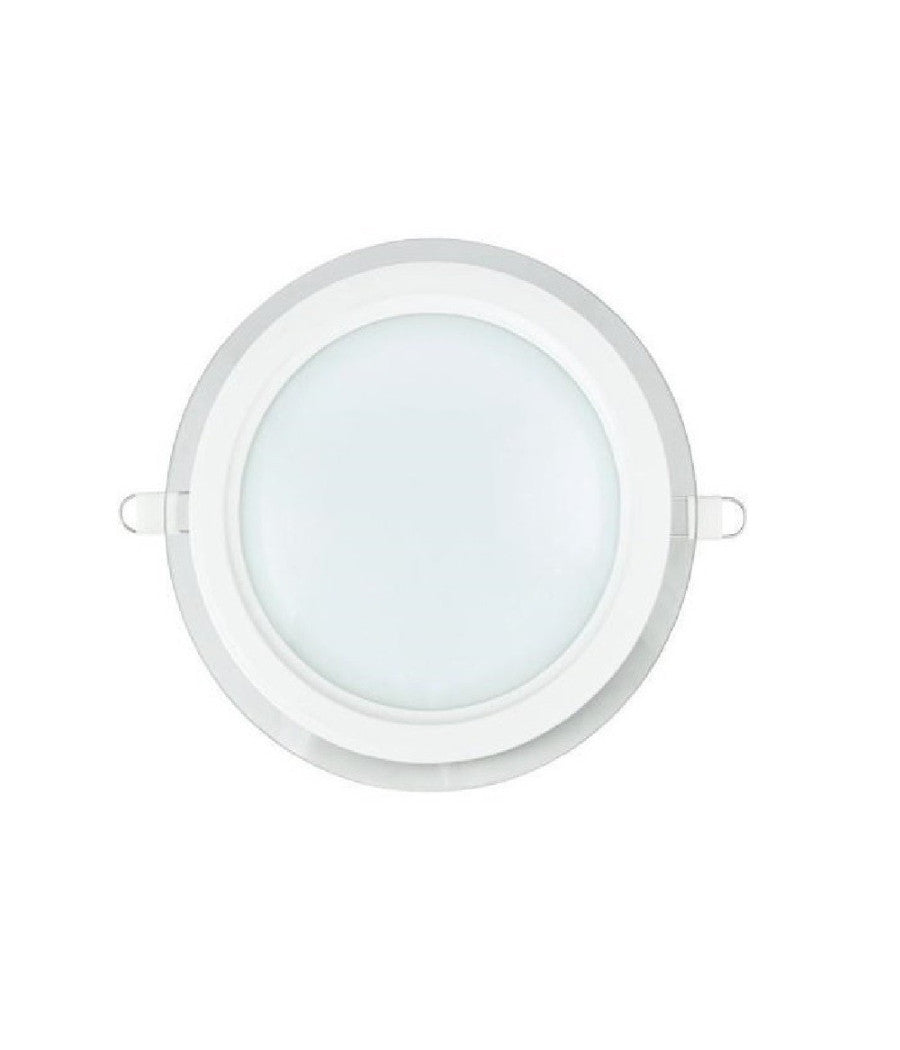 Faretto Led Tondo Da Incasso Bianco In Vetro Trasparente Da 12w Luce Bianco         
