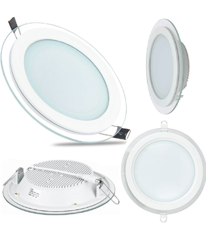 Faretto Led Tondo Da Incasso Bianco In Vetro Trasparente Da 12w Luce Bianco  -bianco Freddo      -