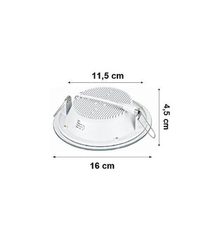 Faretto Led Tondo Da Incasso Bianco In Vetro Trasparente Da 12w Luce Bianco         