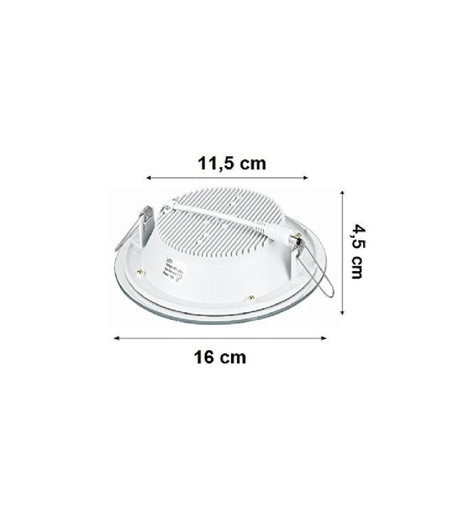 Faretto Led Tondo Da Incasso Bianco In Vetro Trasparente Da 12w Luce Bianco         
