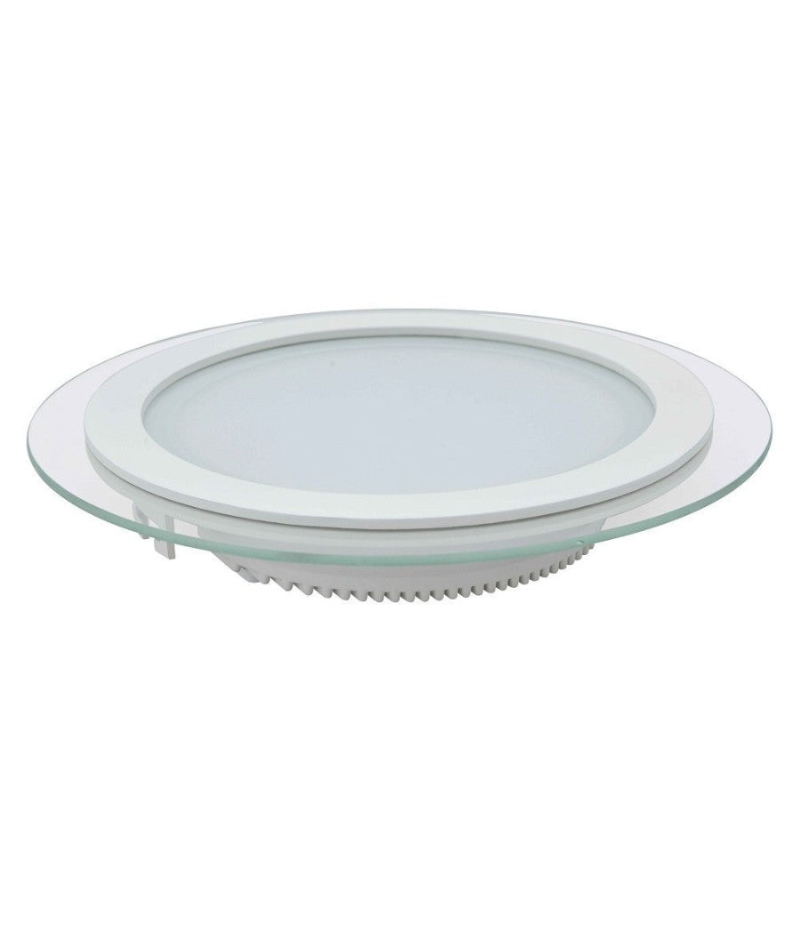 Faretto Led Tondo Da Incasso Bianco In Vetro Trasparente Da 12w Luce Bianco  -bianco Freddo      -