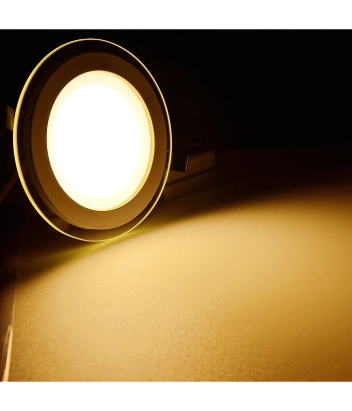 Faretto Led Tondo Da Incasso Bianco In Vetro Trasparente Da 12w Luce Bianco  -bianco Caldo      -