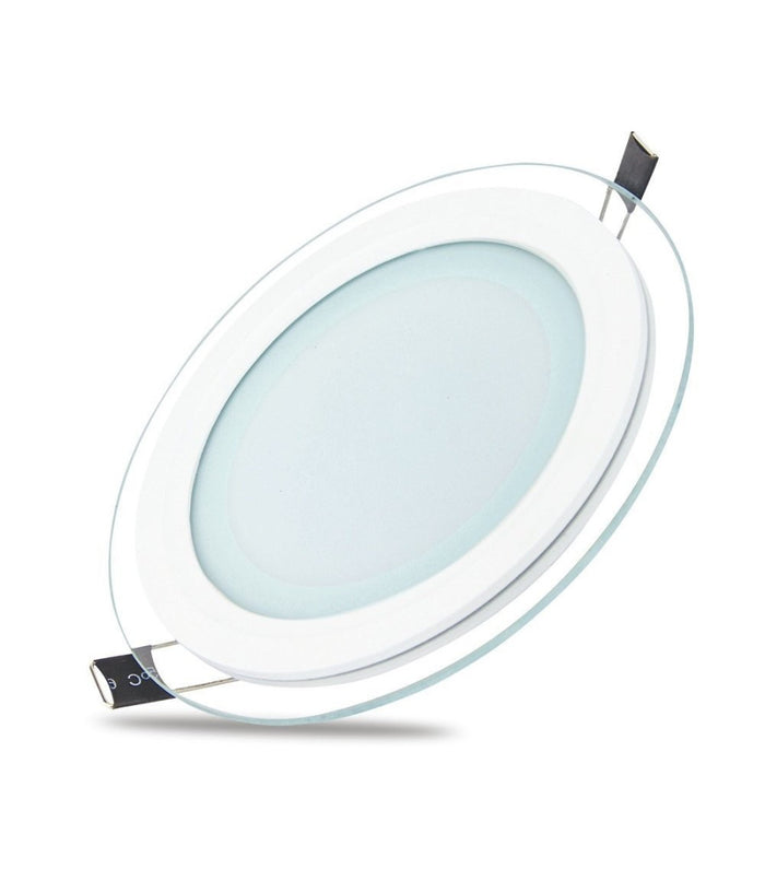 Faretto Led Tondo Da Incasso Bianco In Vetro Trasparente Da 12w Luce Bianco         